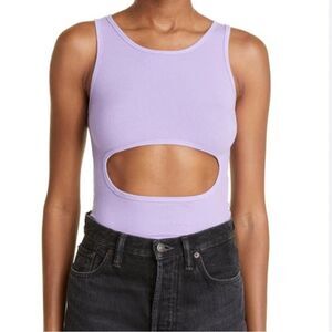 Sandy Liang Lilac Cut-Out Bodysuit